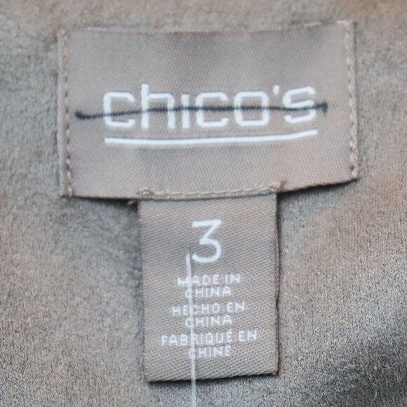Chico's Faux Suede Open Front Mid Length Jacket 3 - Picture 5 of 7